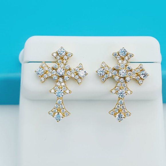 "14K Gold Plated 925 Sterling Silver CZ Beautiful Earrings for Women, 1USPAR4114 - Picture 2 of 6